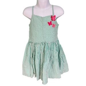 Gymboree Green & White Striped Butterfly Summer Dress Girls Size 5